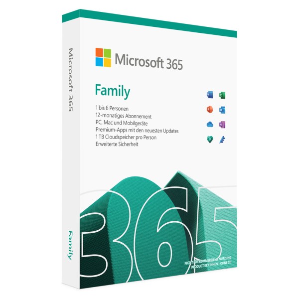 Microsoft Office 365 Family | für PC/Mac/Mobilgeräte